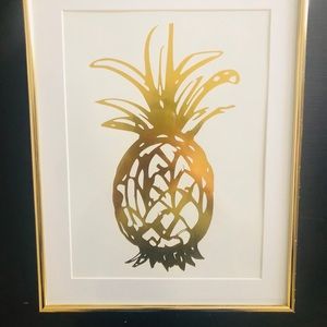 Pineapple gold picture frame with gold stand 13x10